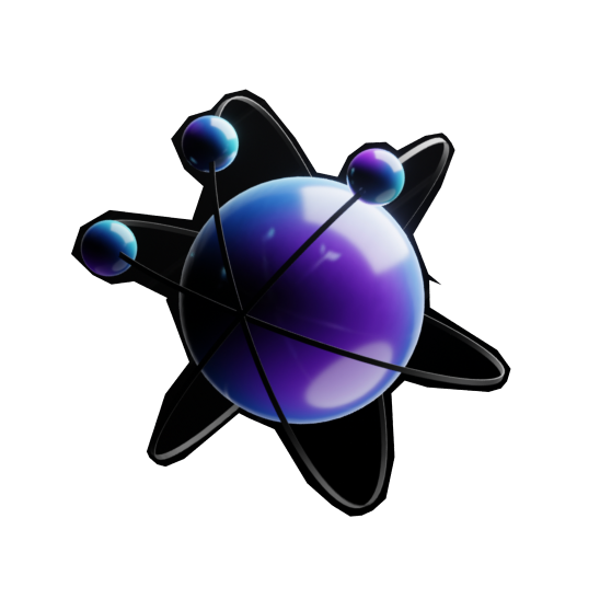 Purple sphere with orbiting satellites